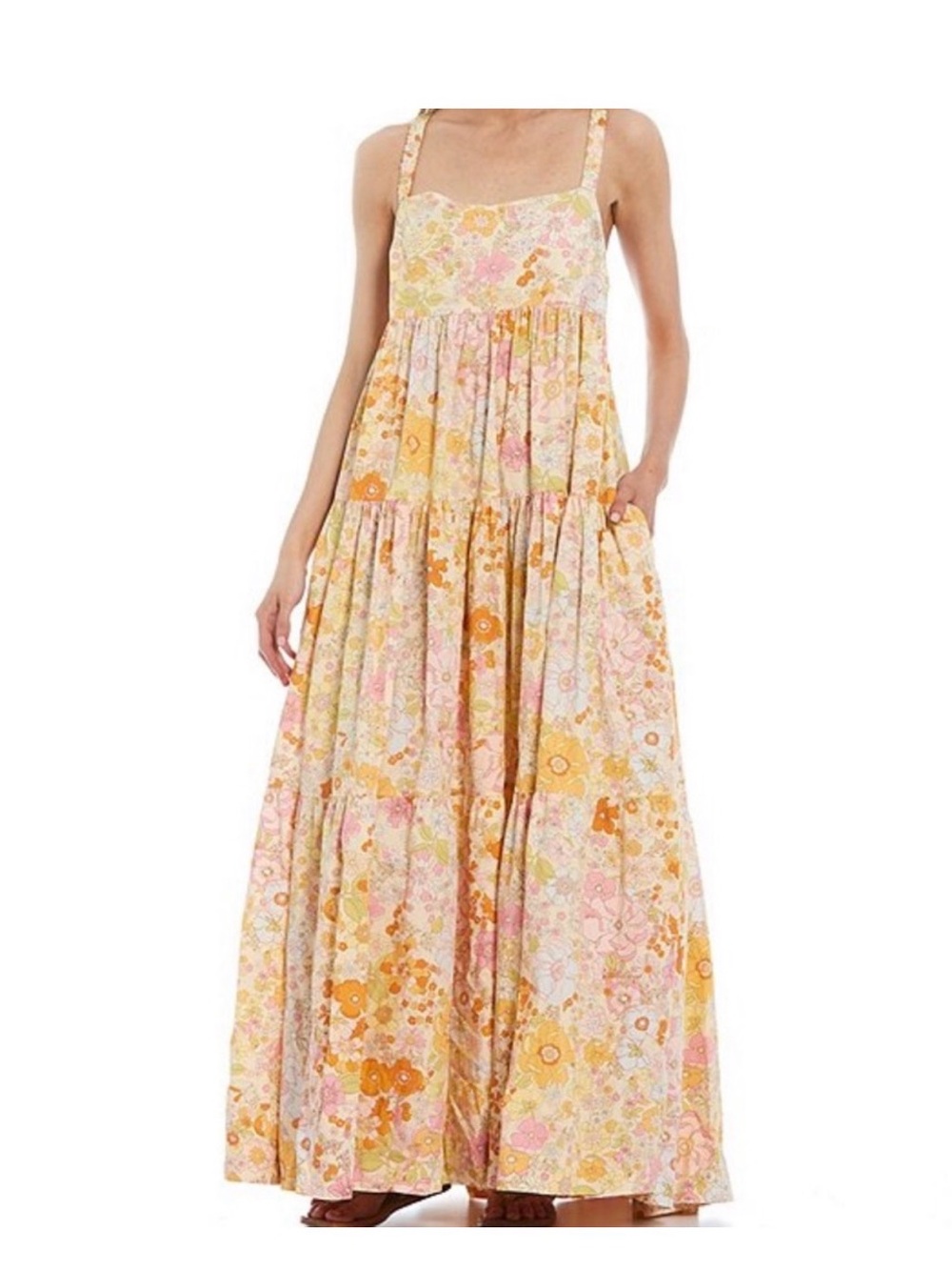 Free People Park Slope Floral Maxi Dress Light Combo XS